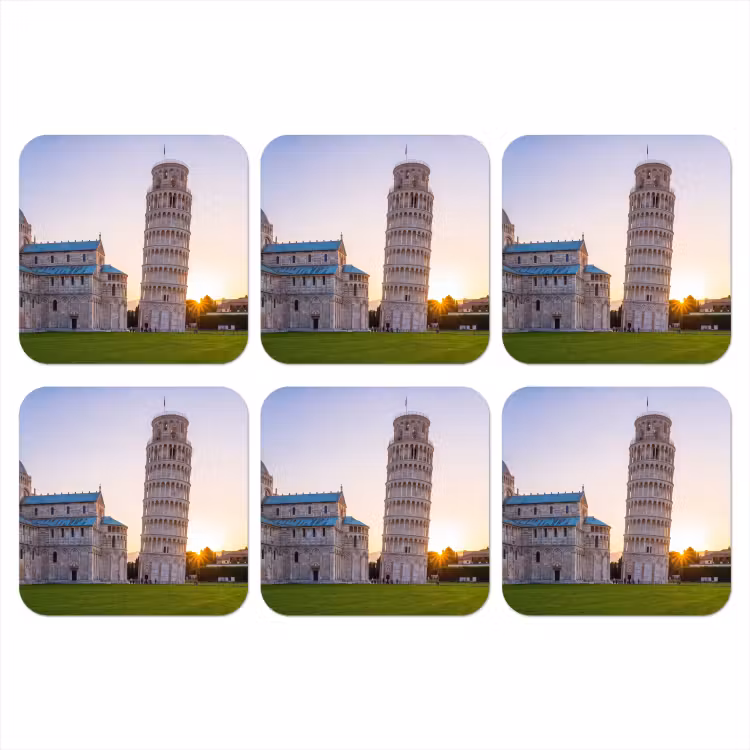 Architectuur - Toren - Pisa - Italië - Zonsondergang onderzetter kurk middel -3d