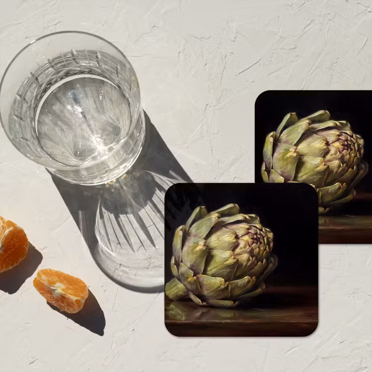 Coaster - Artichoke - Food - Classic - Artichok - Eten - Klassiek onderzetter kurk middel
