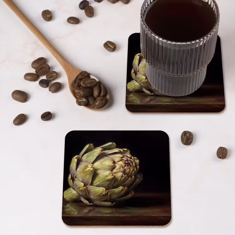 Coaster - Artichoke - Food - Classic - Artichok - Eten - Klassiek onderzetter kurk middel