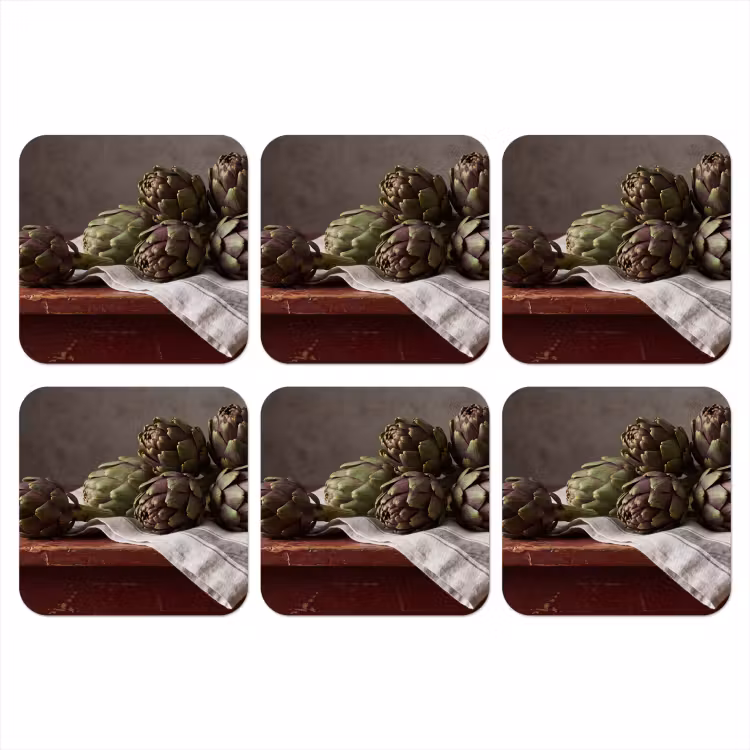 Coaster - Artichoke - Food - Rustic - Artisjok - Eten - Rustiek onderzetter kurk middel