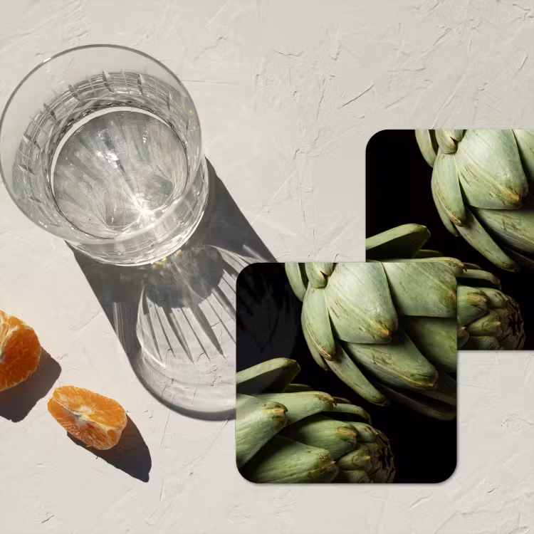 Coaster - Artichoke - Green - Food - Artisjok - Groen - Eten onderzetter kurk middel