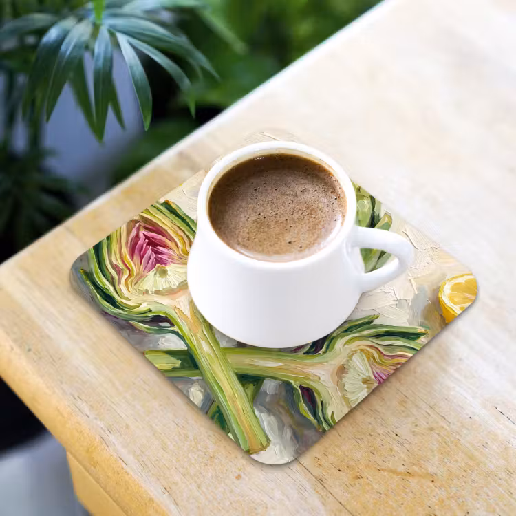 Coaster - Artichoke - Lemon - Food - Artisjok - Citroen - Eten onderzetter kurk middel