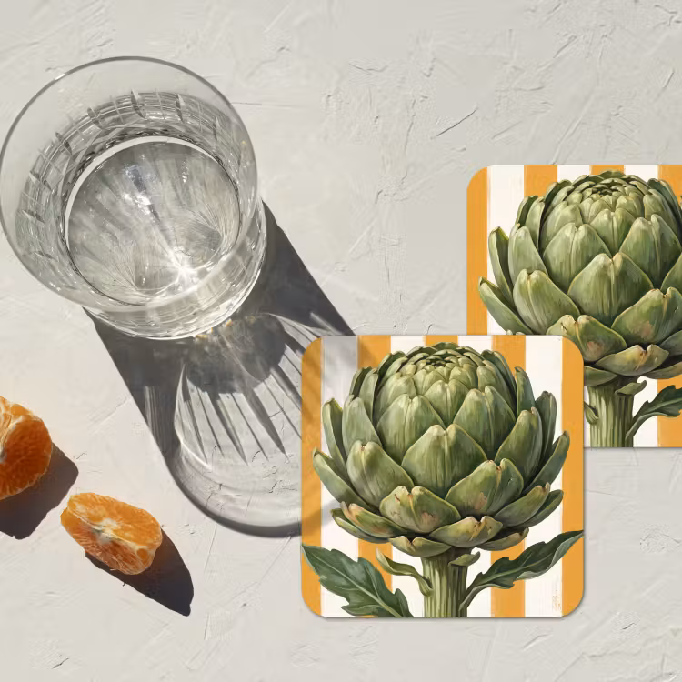 Coaster - Artichoke - Modern - Vegetable - Artisjok - Modern - Groente onderzetter kurk middel