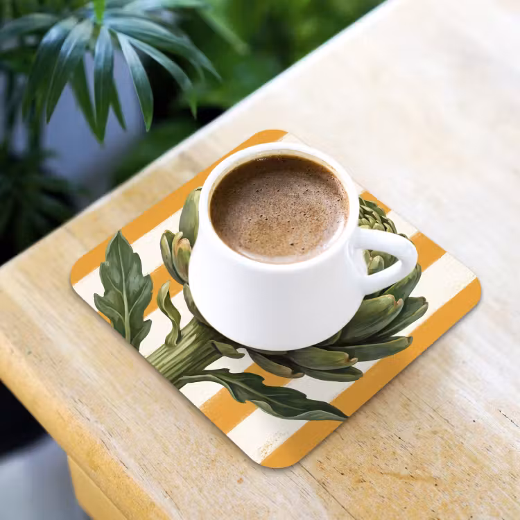 Coaster - Artichoke - Modern - Vegetable - Artisjok - Modern - Groente onderzetter kurk middel
