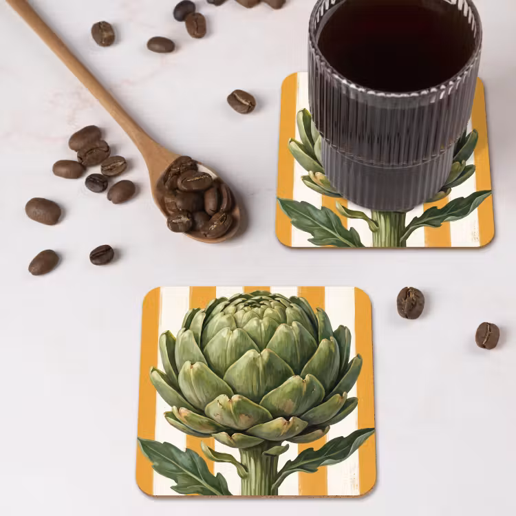Coaster - Artichoke - Modern - Vegetable - Artisjok - Modern - Groente onderzetter kurk middel