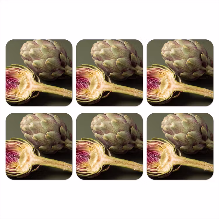 Coaster - Artichoke - Purple - Food - Artisjok - Paars - Voedsel onderzetter kurk middel