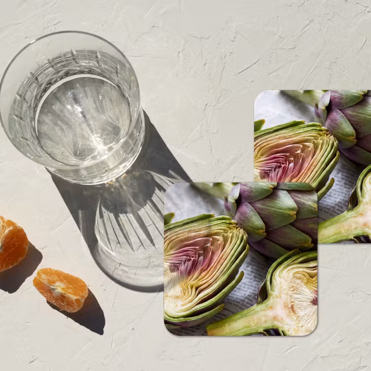 Coaster - Artichoke - Sliced - Food - Artisjok - Doorgesneden - Eten onderzetter kurk middel
