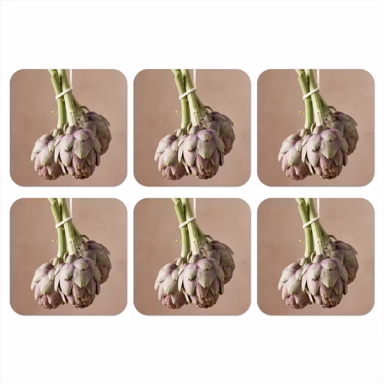 Coaster - Artichokes - Hanging - Vegetables - Artisjokken - Hangend - Groenten onderzetter kurk middel