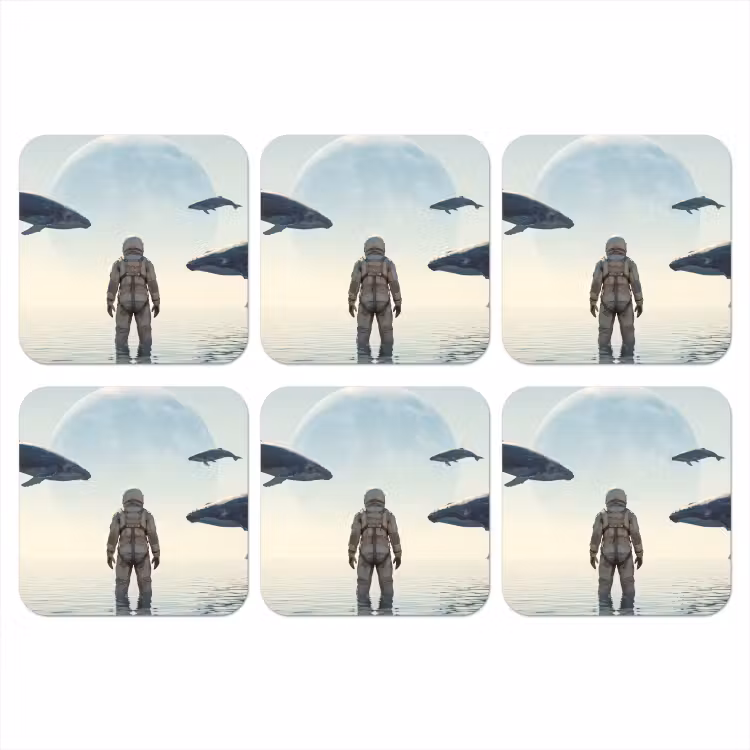 Coaster - Astronaut - Whale - Fantasy - Ruimtevaarder - Walvis - Fantasie onderzetter kurk middel
