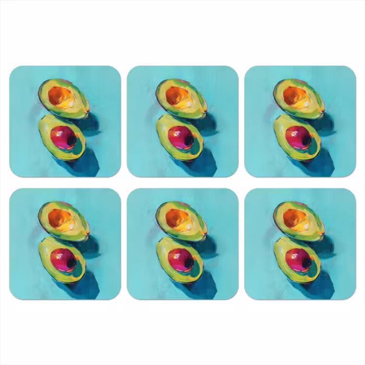 Avocado - Groen - Pit - Schaduw onderzetter kurk middel -3d