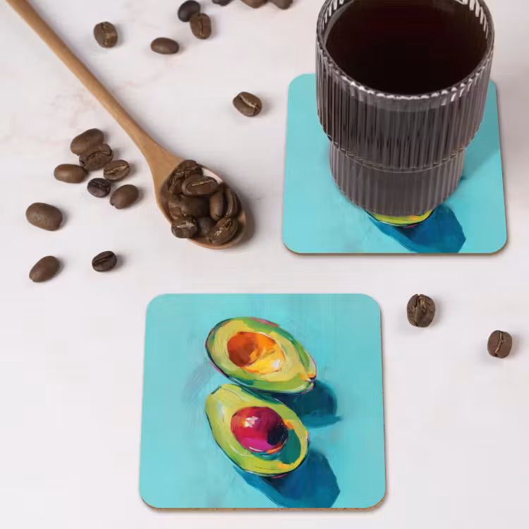 Avocado - Groen - Pit - Schaduw onderzetter kurk middel -sfeer2