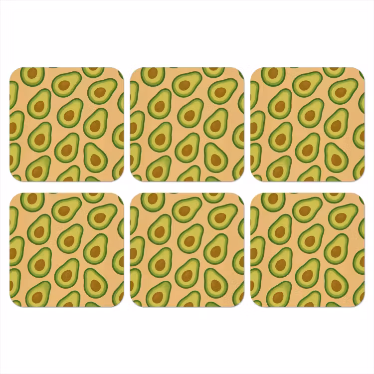 Avocado - Patroon - Groen - Pit onderzetter kurk middel -3d
