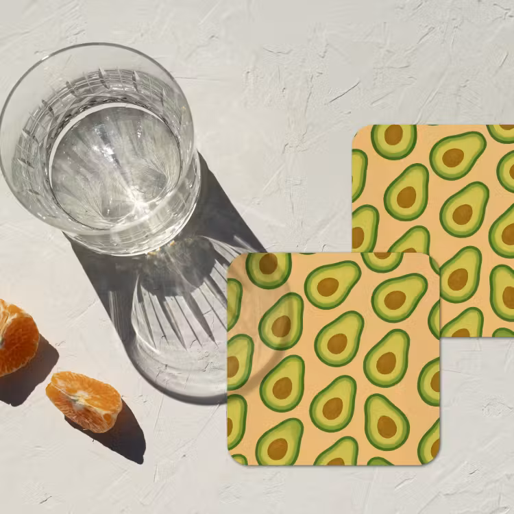 Avocado - Patroon - Groen - Pit onderzetter kurk middel -sfeer4