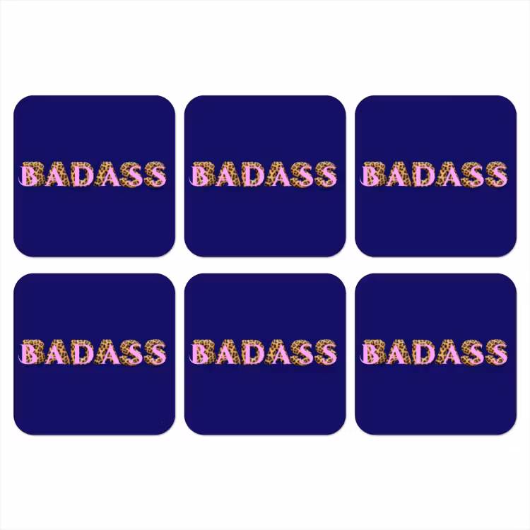 Badass - Panterpint - Schaduw - Roze onderzetter kurk middel -3d