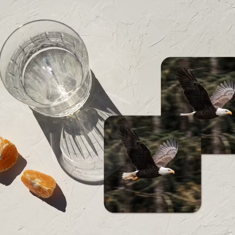 Zeearend - Vliegen - Bos - Natuur onderzetter kurk middel -sfeer4