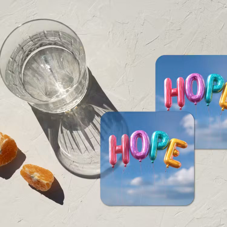 Ballonen - Lucht - Hope onderzetter kurk middel -sfeer4