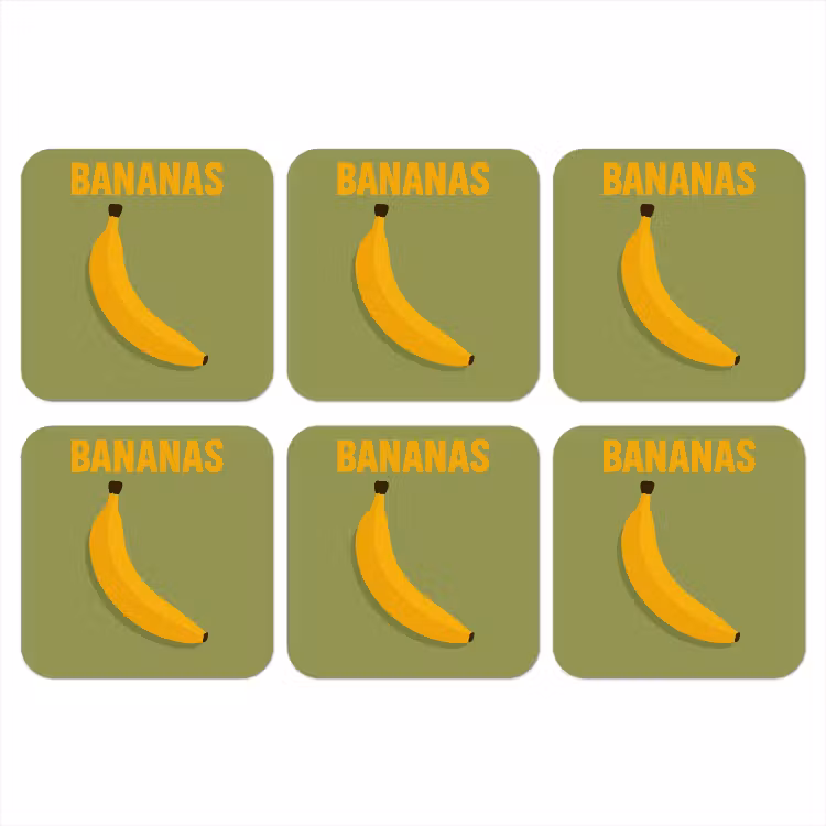 Banaan - Minimalistisch - Geel onderzetter kurk middel -3d