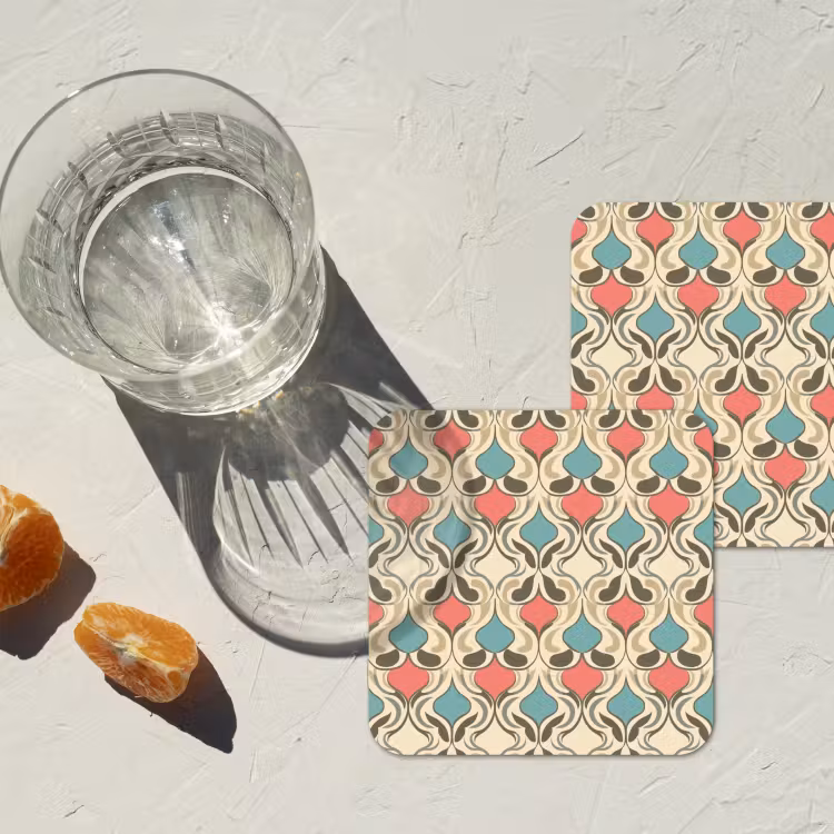 Barok - Retro - Kleurrijk onderzetter kurk middel 366 -sfeer4