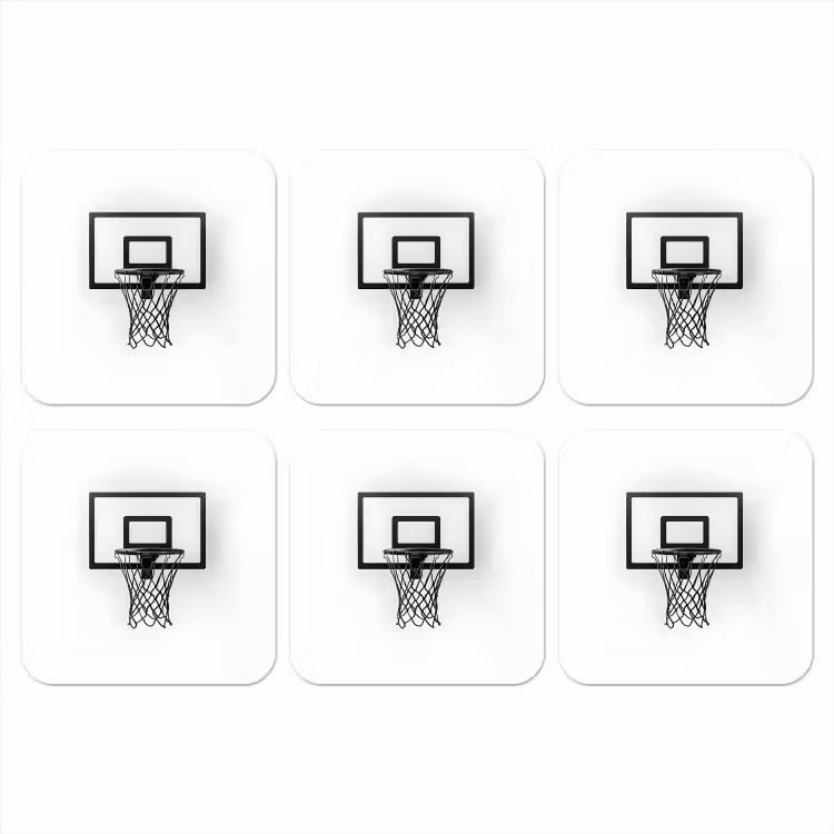 Basketbalbord - Minimalistisch - Zwart onderzetter kurk middel -3d