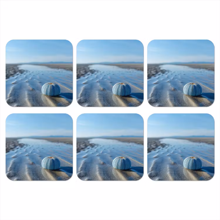 Strand - Schild - Water - Blauw onderzetter kurk middel -3d