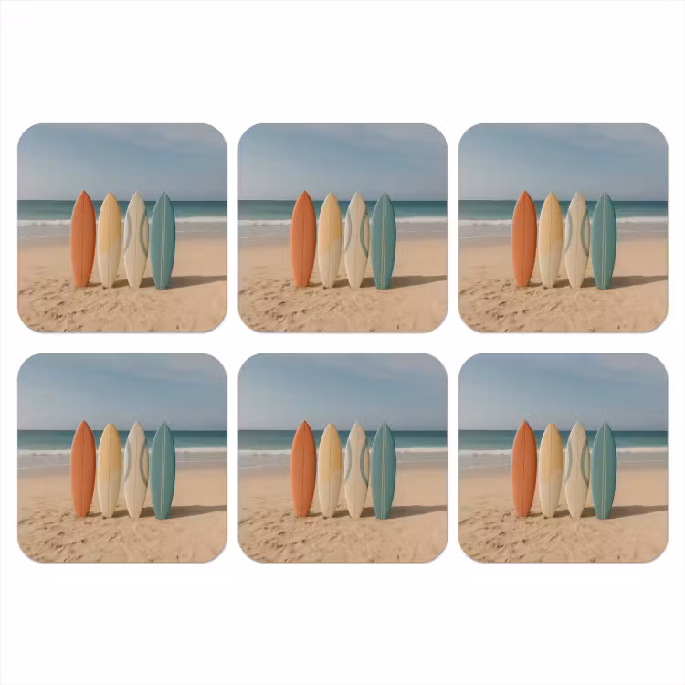 Strand - Surfbord - Pastel onderzetter kurk middel -3d