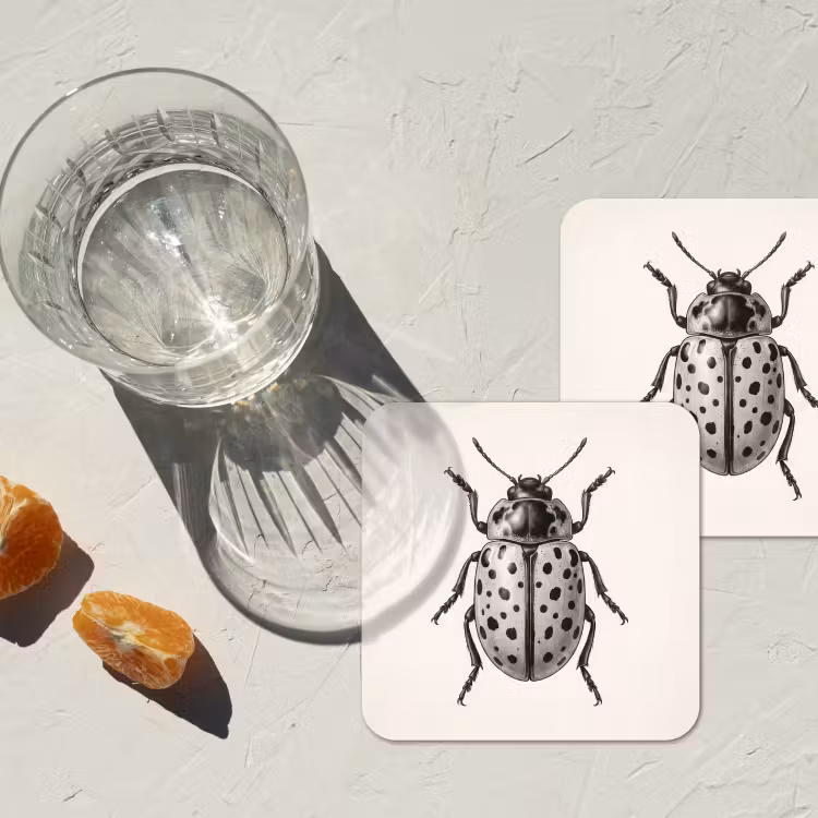 Kever - Insect - Vintage onderzetter kurk middel -sfeer4