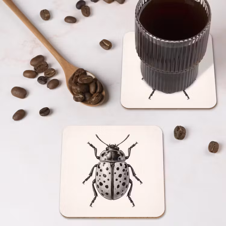 Kever - Insect - Vintage onderzetter kurk middel -sfeer2