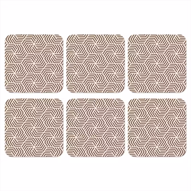 Beige - Bruin - Patroon - Strepen onderzetter kurk middel 366 -3d