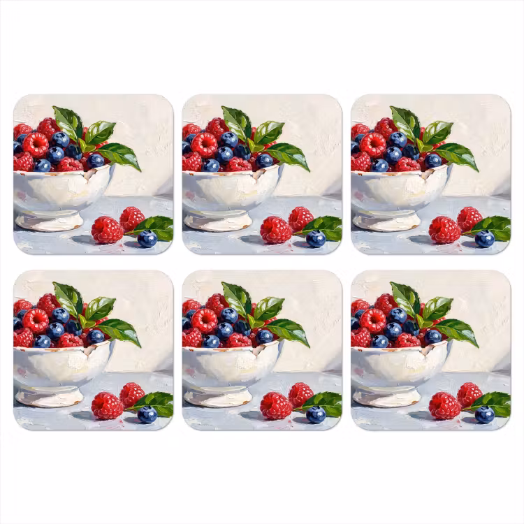 Coaster - Berries - Bowl - Food - Bessen - Kom - Eten onderzetter kurk middel