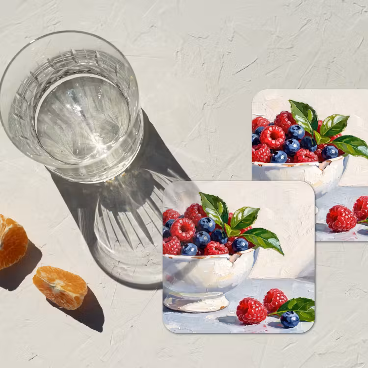 Coaster - Berries - Bowl - Food - Bessen - Kom - Eten onderzetter kurk middel