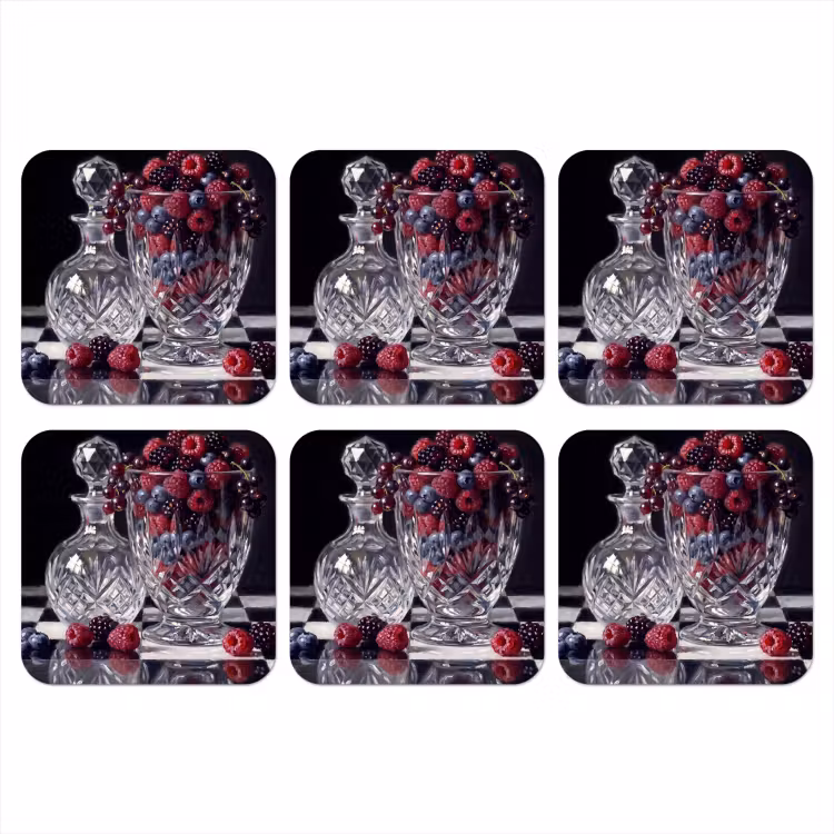 Coaster - Berries - Crystal - Still Life - Bessen - Kristal - Stilleven onderzetter kurk middel