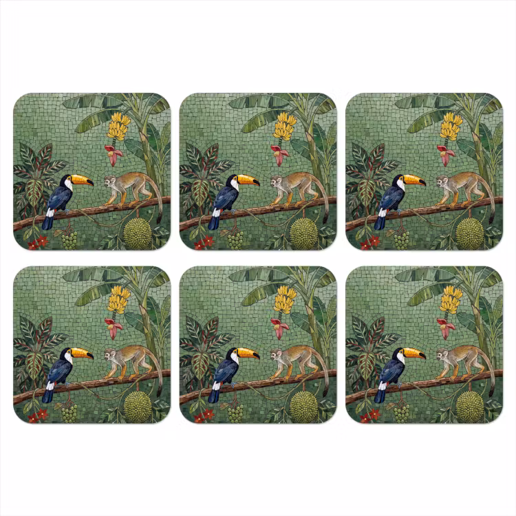 Vogel - Dier - Jungle - Mozaïek - Natuur onderzetter kurk middel -3d