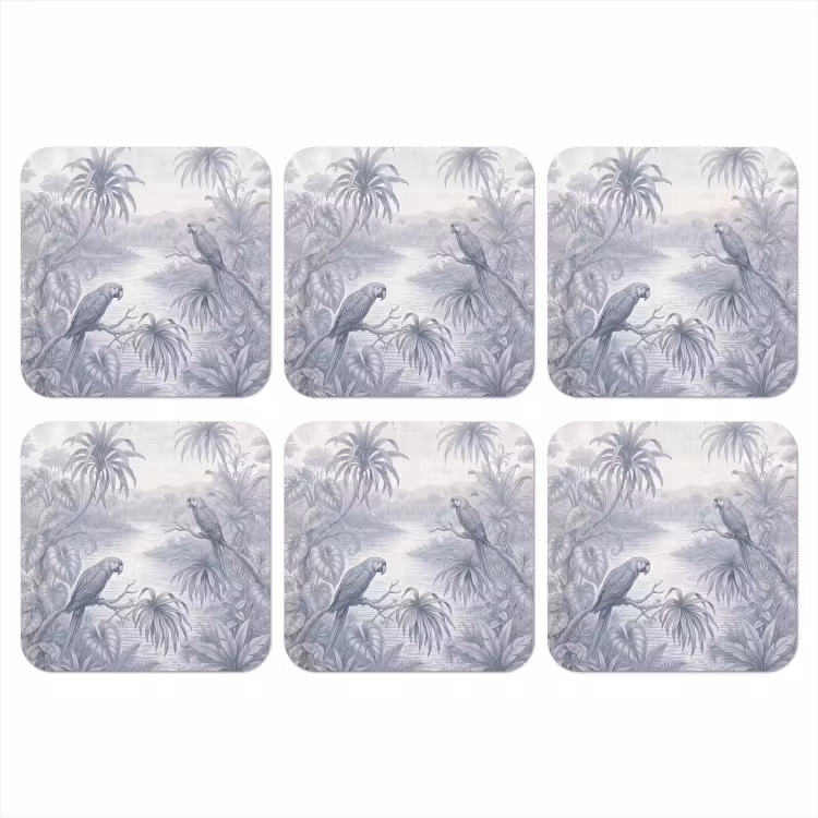 Vogel - Rivier - Tropisch - Illustratie - Blauw onderzetter kurk middel -3d