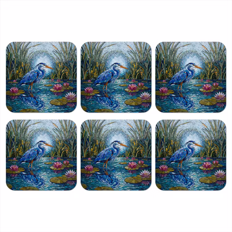 Vogel - Water - Natuur - Abstract - Blauw onderzetter kurk middel -3d