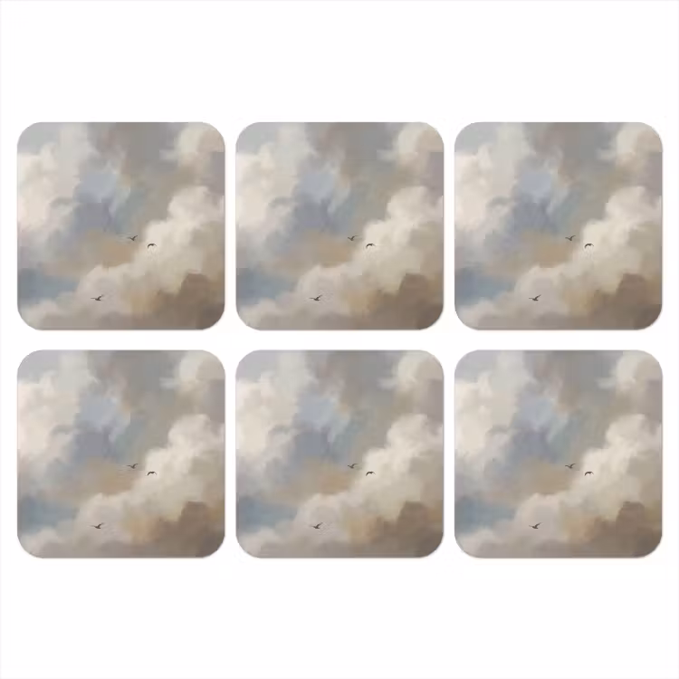Vogel - Wolken - Natuur - Modern - Grijs onderzetter kurk middel -3d
