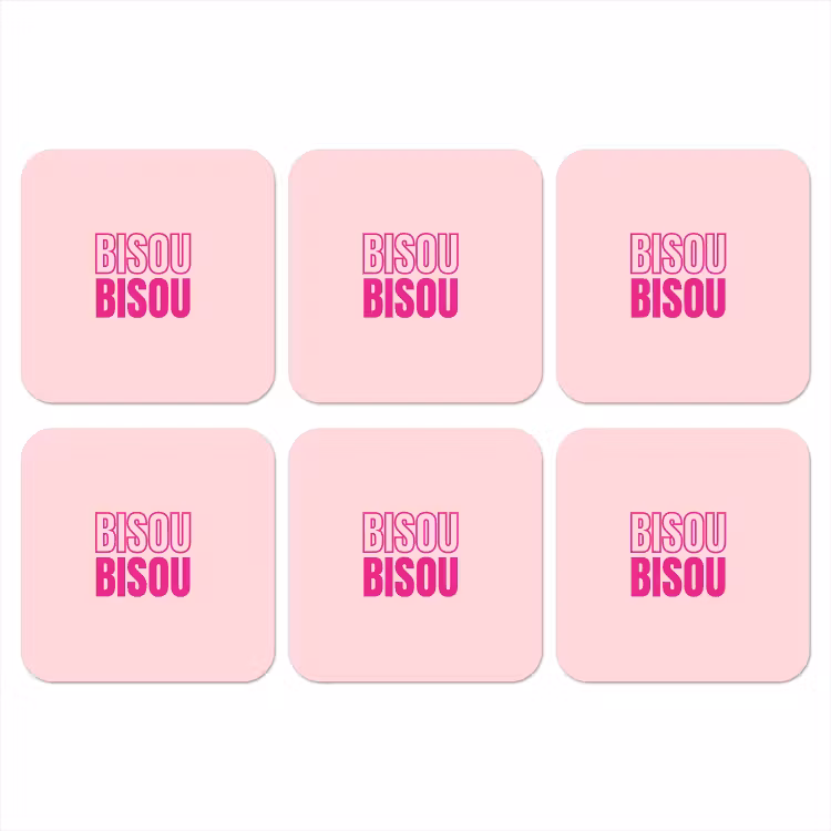 Bisou - Roze - Minimalistisch onderzetter kurk middel -3d