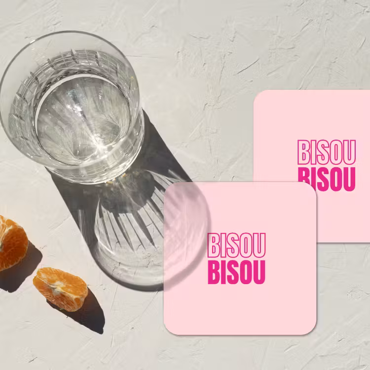 Bisou - Roze - Minimalistisch onderzetter kurk middel -sfeer4