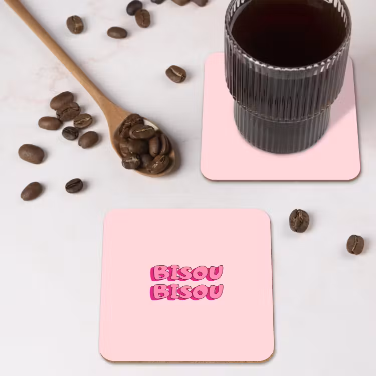 Bisou - Roze - Schaduw onderzetter kurk middel -sfeer2