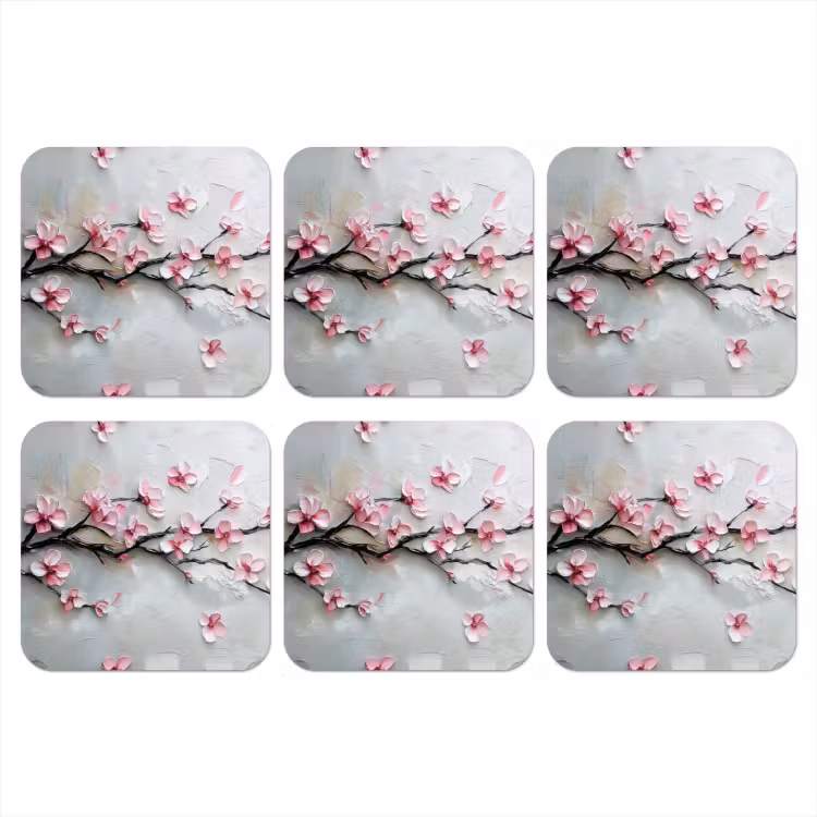 Bloesem - Kunstzinnig - Roze - Sakura onderzetter kurk middel -3d