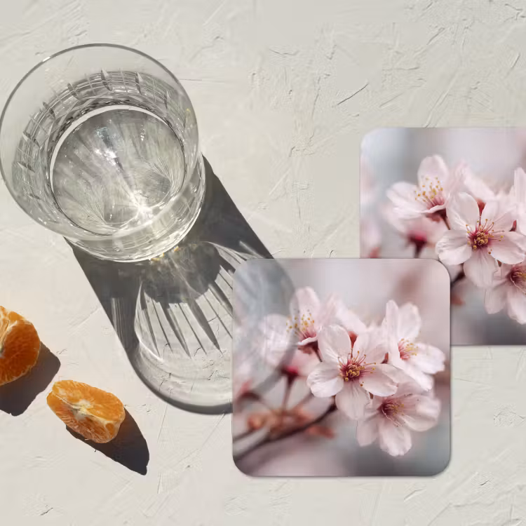 Bloesems - Meeldraden - Geel - Wazig onderzetter kurk middel -sfeer4
