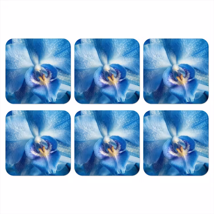 Blauw - Orchidee - Elegeant onderzetter kurk middel -3d