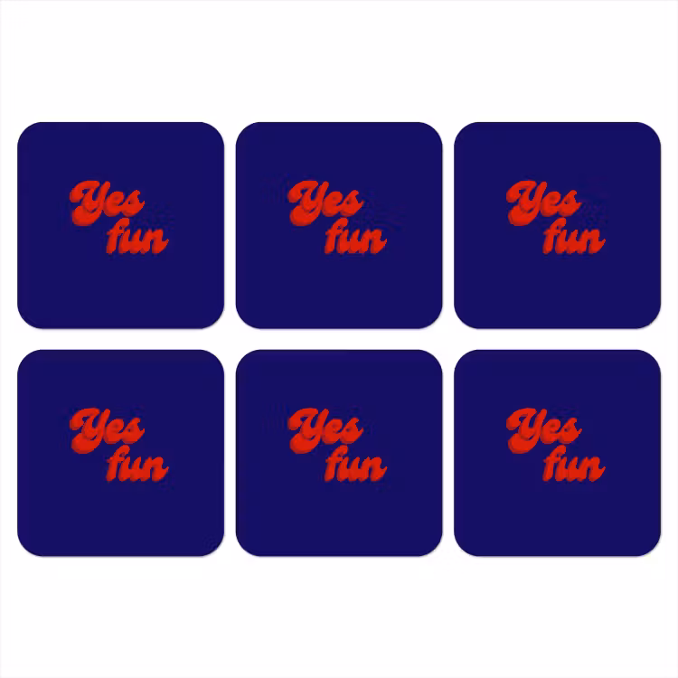 Blauw - Rood - Yes fun - 3D onderzetter kurk middel -3d