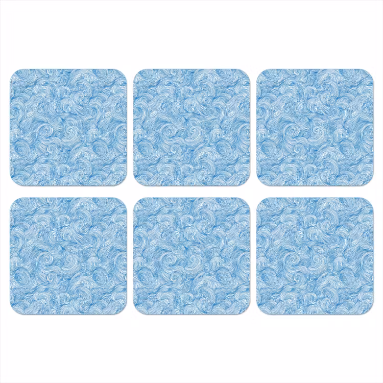 Blauw - Wit - Spiraal - Golven - Lijnen onderzetter kurk middel 366 -3d