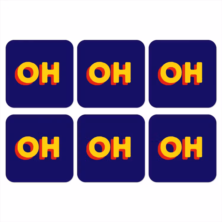 Blauw - Geel - OH - Schaduw onderzetter kurk middel -3d