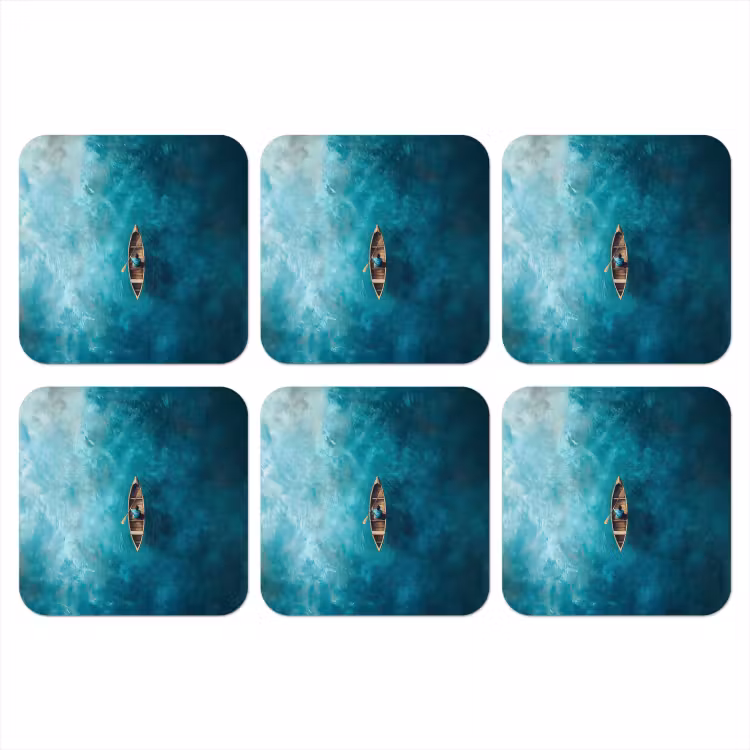 Bootje - Water - Blauw onderzetter kurk middel -3d