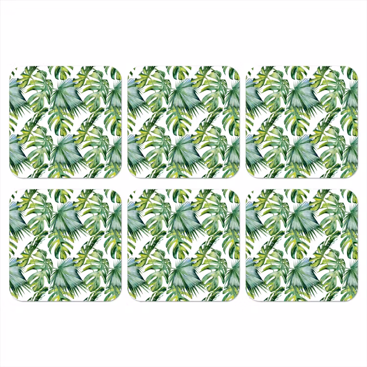 Bohemian - Bladeren - Bloemen - Tropisch onderzetter kurk middel -3d