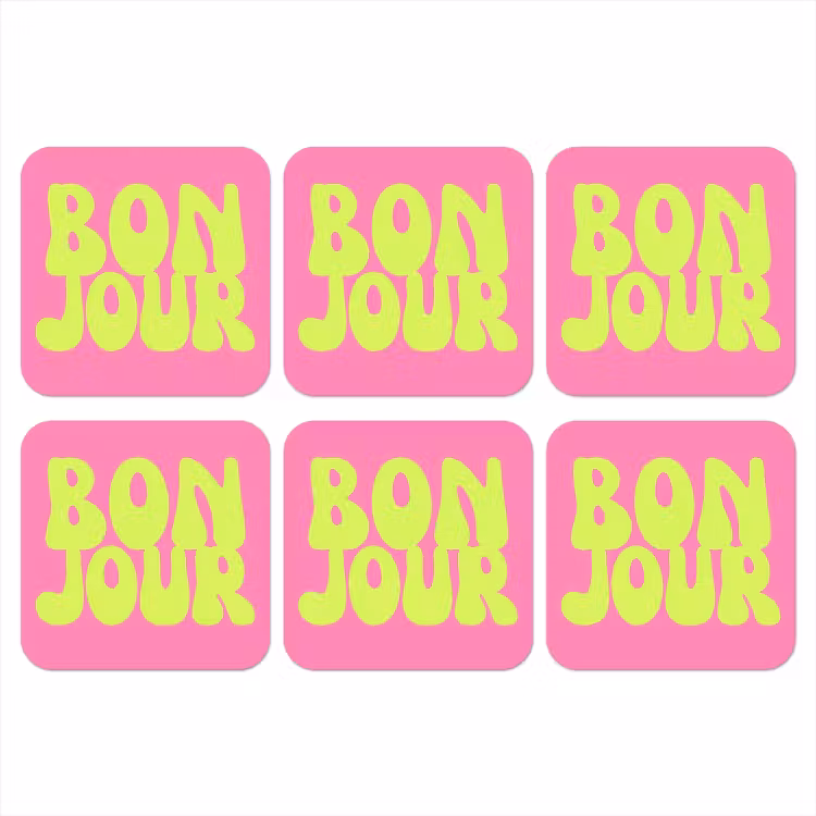 Bonjour - Roze - Fel groen onderzetter kurk middel -3d