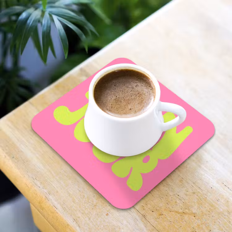 Bonjour - Roze - Fel groen onderzetter kurk middel -sfeer5