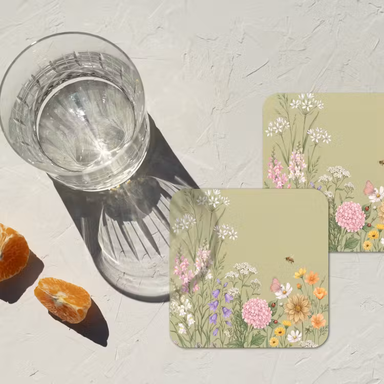 Botanisch - Bloemen - Kleurrijk onderzetter kurk middel -sfeer4