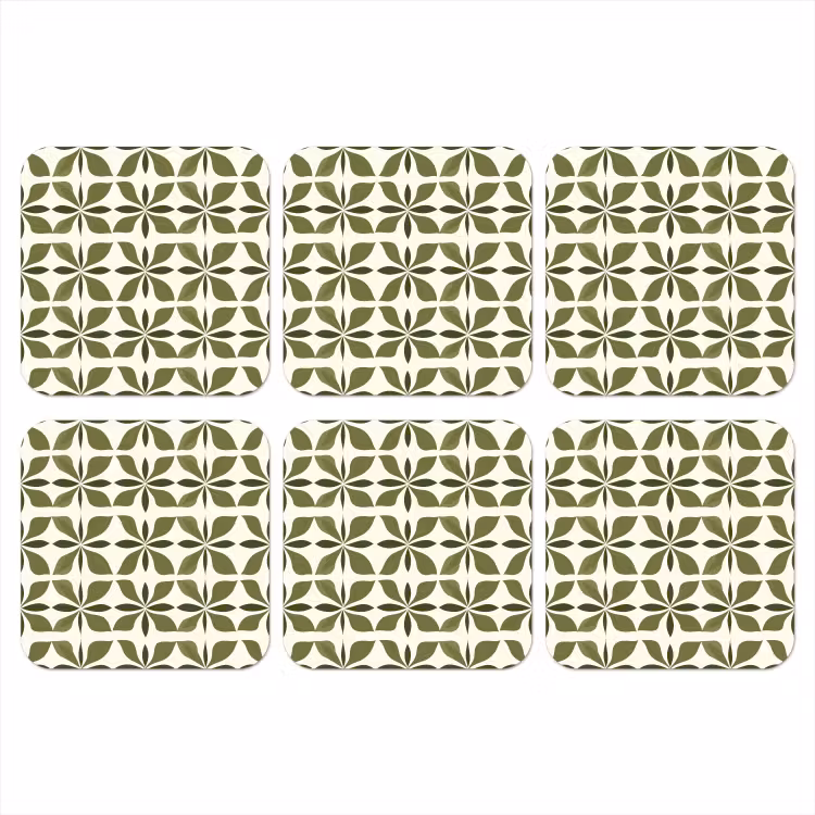 Botanisch - Retro - Groen onderzetter kurk middel 366 -3d
